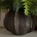 Fern in a Bronze Ridged Bowl