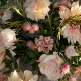 Dahlia, Bucida and Cattail Grass in a Stone Vase RTfact Flowers 