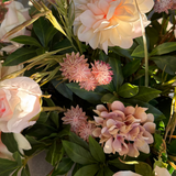 Dahlia, Bucida and Cattail Grass in a Stone Vase RTfact Flowers 