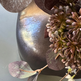 Ranunculus, Eucalyptus and Astrantia Spray in a Metallic Bronze Vase RTfact Flowers 