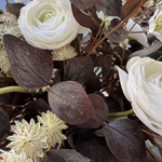 Ranunculus, Eucalyptus and Astrantia Spray in a Metallic Bronze Vase RTfact Flowers 