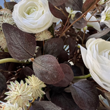 Ranunculus, Eucalyptus and Astrantia Spray in a Metallic Bronze Vase RTfact Flowers 