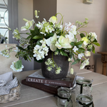 Hellebore, Bucida and Fern in a Dark Grey Stone Pot RTfact Flowers 
