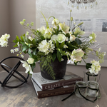 Hellebore, Bucida and Fern in a Dark Grey Stone Pot RTfact Flowers 
