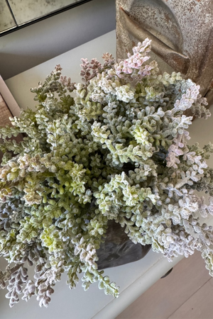 Begonia Bush and Mini Plant in a Metal Ridged Vase