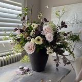 Ranunculus, Rose and Astrantia in a Rustic Brown Vase RTfact Flowers 