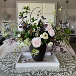 Ranunculus, Rose and Astrantia in a Rustic Brown Vase RTfact Flowers 