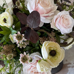 Ranunculus, Rose and Astrantia in a Rustic Brown Vase RTfact Flowers 