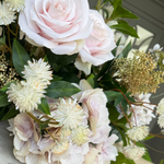 Rose, Hydrangea and Astrantia in Rustic Light Stone Colour Vase RTfact Flowers 