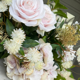 Rose, Hydrangea and Astrantia in Rustic Light Stone Colour Vase RTfact Flowers 