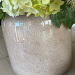 Ranunculus, Viburnum and Skimmia in a Taupe Glass Vase RTfact Flowers 