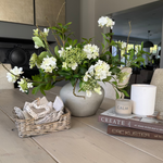 Bucida, Hydrangea Spray and Viburnum in a Light Grey Terracotta Vase RTfact Flowers 