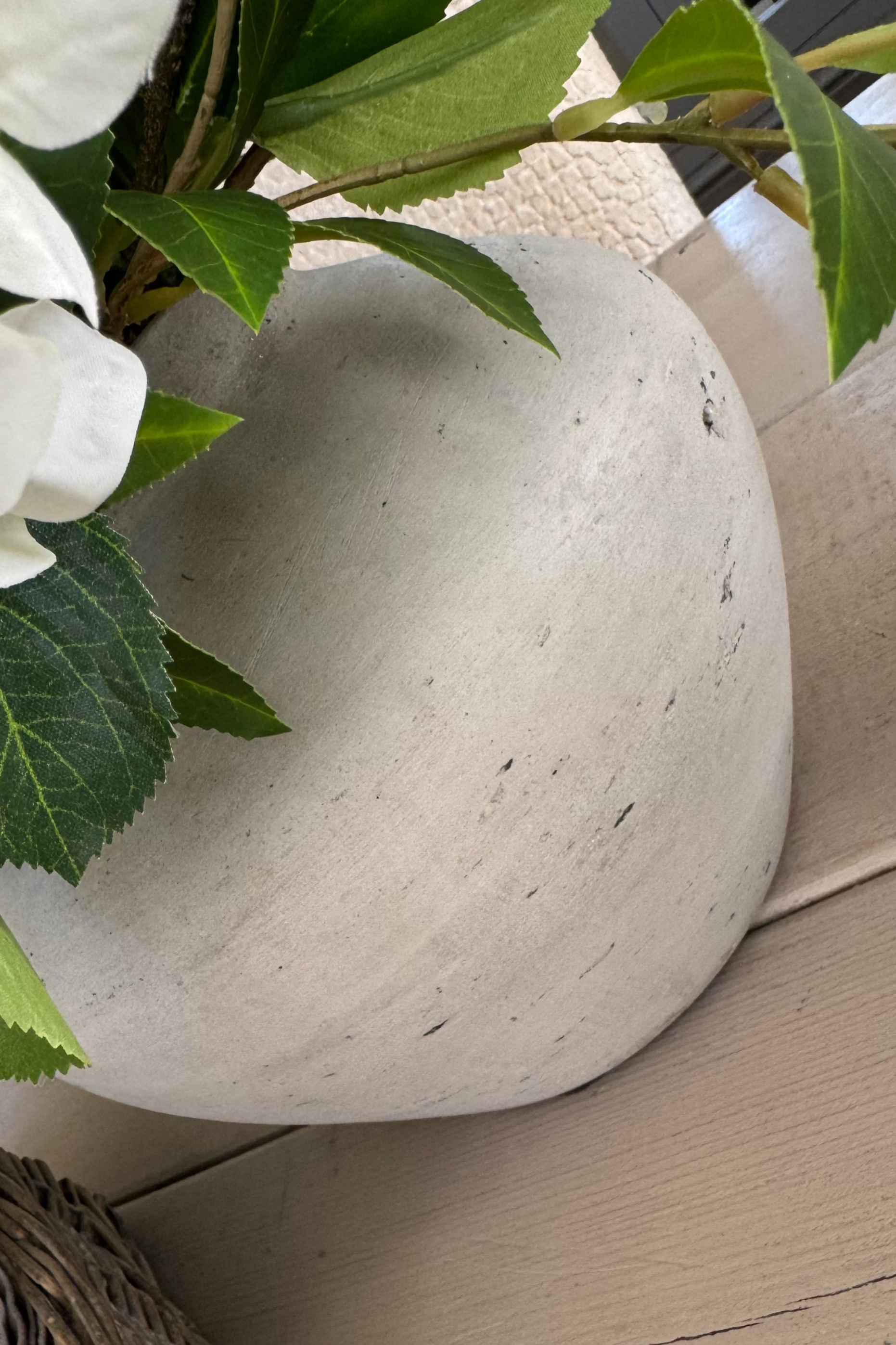 Bucida, Hydrangea Spray and Viburnum in a Light Grey Terracotta Vase RTfact Flowers 