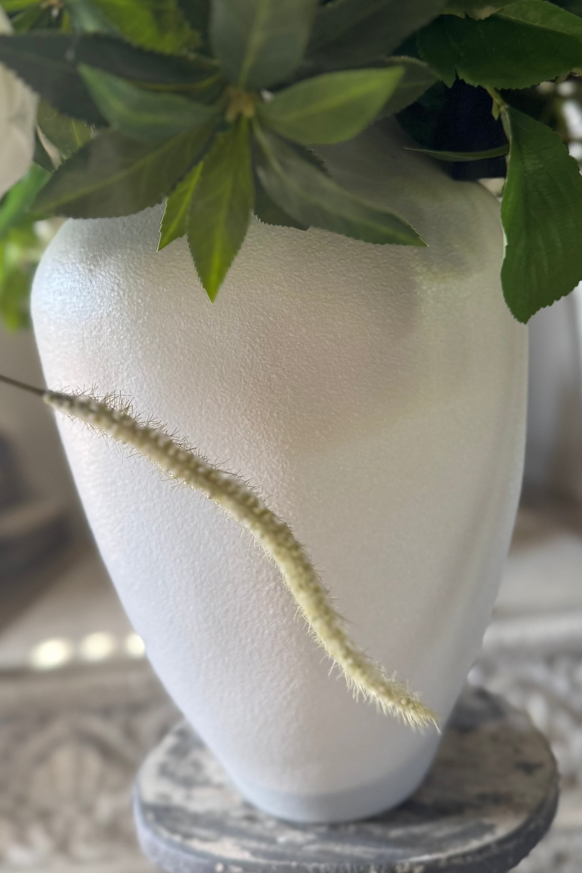Ranunculus, Hydrangea and Viburnum in a Glazed White Vase RTfact Flowers 