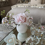 Rose and Blossom in a White Stone Vase RTfact Flowers 