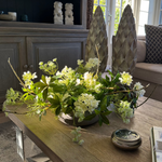 Bucida, Hydrangea Spray and Queen Anne's Lace in a Light Mocha Bowl RTfact Flowers 