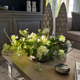 Bucida, Hydrangea Spray and Queen Anne's Lace in a Light Mocha Bowl RTfact Flowers 