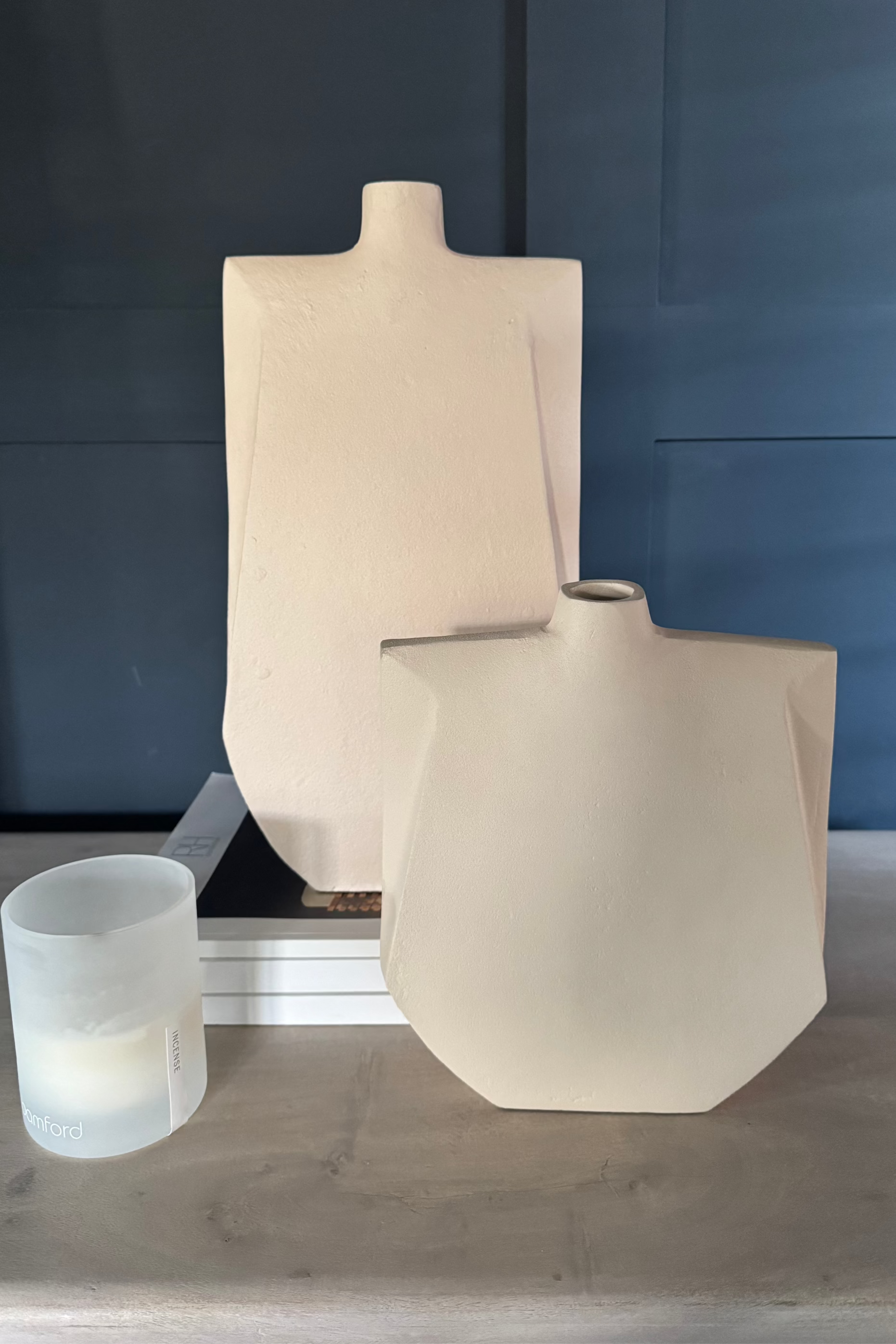 Matt Cream Angular Metal Vase RTfact Flowers 