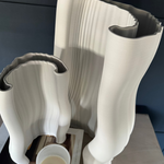White Ceramic 'Half Moon' Vase - Tall RTfact Flowers 