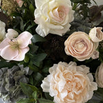 Ranunculus, Roses, Bucida and Eucalyptus in a Textured Bronze Vase RTfact Flowers 