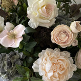 Ranunculus, Roses, Bucida and Eucalyptus in a Textured Bronze Vase RTfact Flowers 