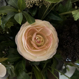 Ranunculus, Roses, Bucida and Eucalyptus in a Textured Bronze Vase RTfact Flowers 