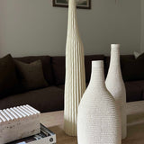 Cream Ribbed Bottle Vases