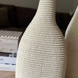 Cream Ribbed Bottle Vases