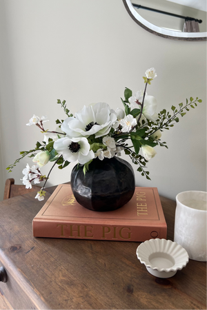 Blossom, Hellebore and Anemone in a Metal Ridged Vase RTfact Flowers 