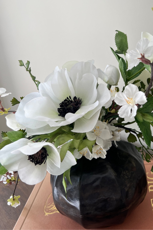 Blossom, Hellebore and Anemone in a Metal Ridged Vase RTfact Flowers 