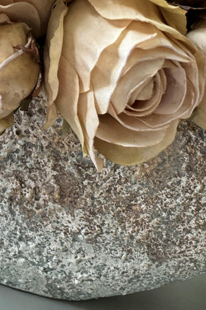 Roses in a Hand Painted Stone Boat