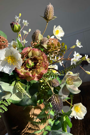 Hellebore, Echinops and Ranunculus in a Bronze Vase - Large