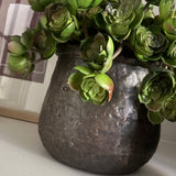 Succulent in a Handpainted Bronze Vase