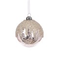 Bauble - Silver Glitter Bauble 8cm RTfact Flowers 