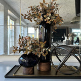 Lappa Bush in Black Glass/ Wood Vase (Tall) RTfact Flowers 