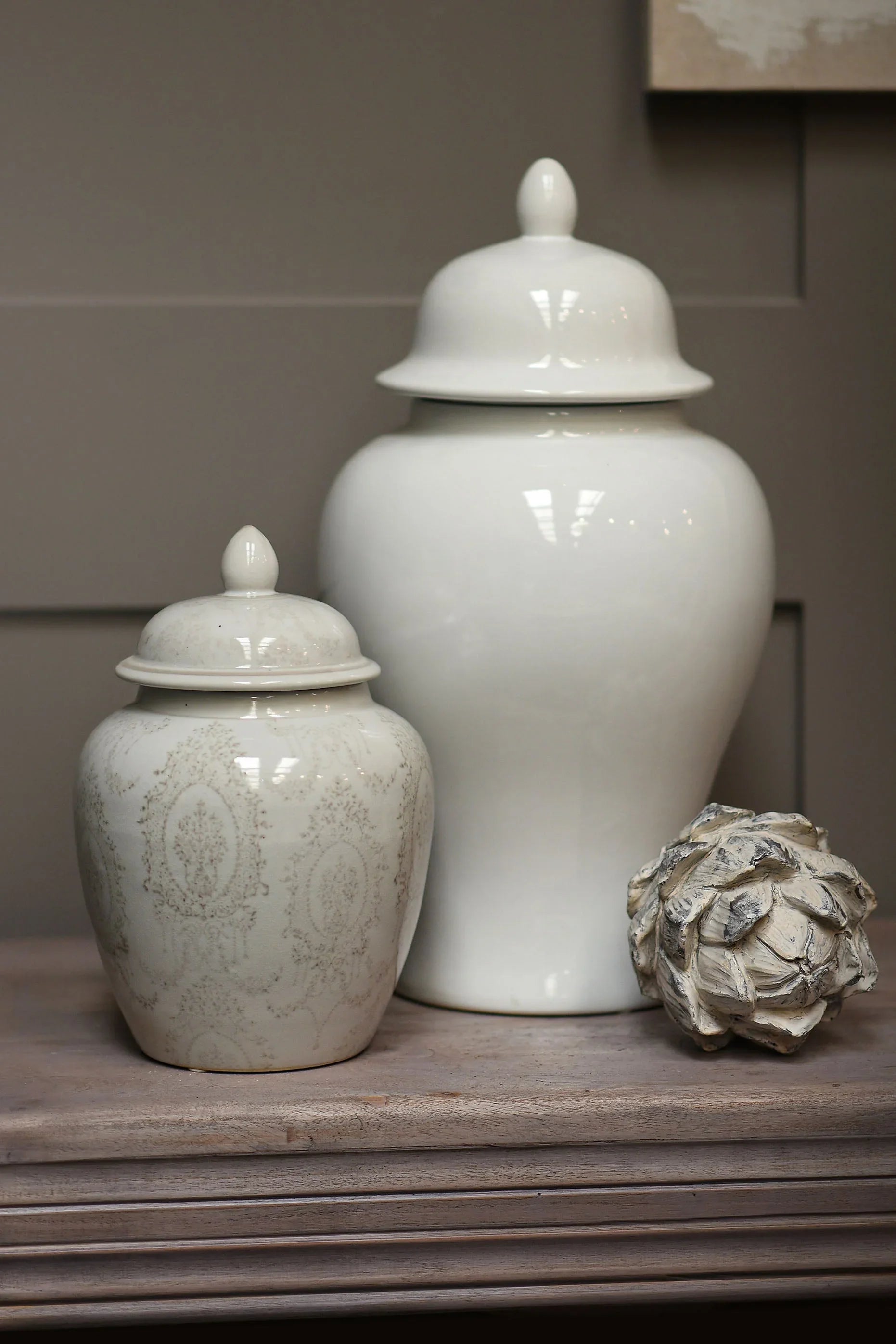 White Ceramic Ginger Jars RTfact Flowers 