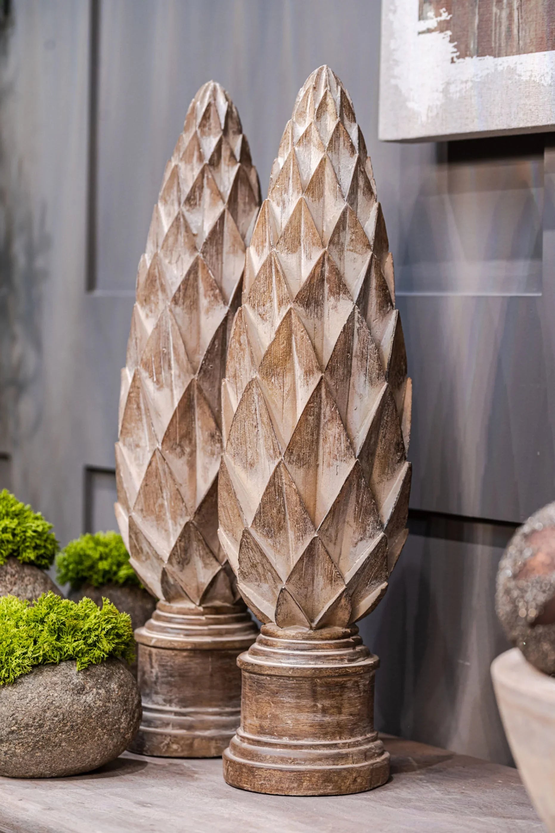 Tall Wooden Pine Cone RTfact Flowers 