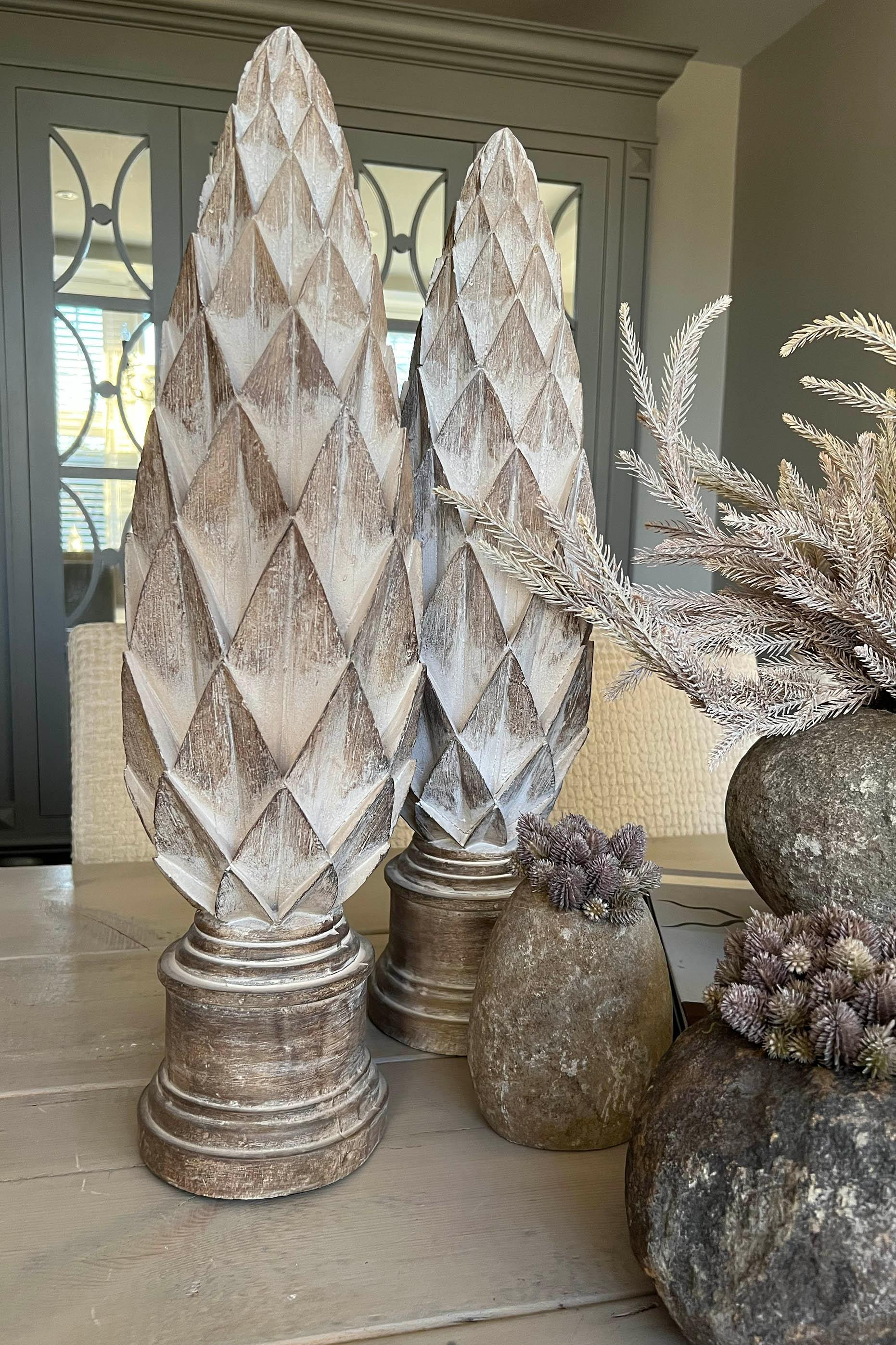 Tall Wooden Pine Cone RTfact Flowers 