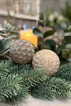 Set of 2 Glass Honeycomb Sugared Baubles