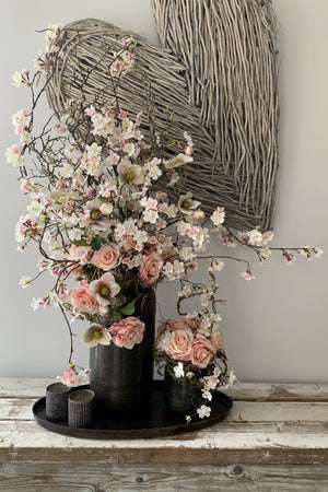 Blossom and Roses in a Bronze Vase Set