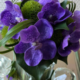 Vanda Orchid (purple) with Dianthus in a Stem Lined Cube RTfact Flowers 