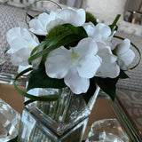 Vanda Orchid with Dianthus in a Stem Lined Cube RTfact Flowers 