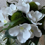 Vanda Orchid with Dianthus in a Stem Lined Cube RTfact Flowers 