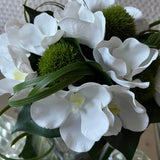 Vanda Orchid with Dianthus in a Stem Lined Cube RTfact Flowers 