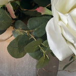 Eucalyptus and Roses in a Taupe Frosted Vase RTfact Flowers 