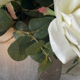 Eucalyptus and Roses in a Taupe Frosted Vase RTfact Flowers 