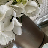 Rose, Hydrangea and Queen Anne's Lace in a Champagne Bronze Vase (White) RTfact Flowers 