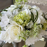 Rose, Hydrangea and Queen Anne's Lace in a Champagne Bronze Vase (White) RTfact Flowers 