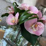 Vanda Orchid with Dianthus in a Stem Lined Cube (Pink) RTfact Flowers 