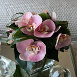 Vanda Orchid with Dianthus in a Stem Lined Cube (Pink) RTfact Flowers 
